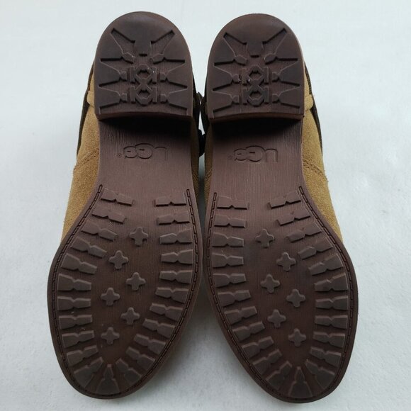 Ugg Patsy Ankle Boot Womens 7 Chesnut Suede Shearling Lined Boho Moto Buckle Zip - Picture 15 of 15